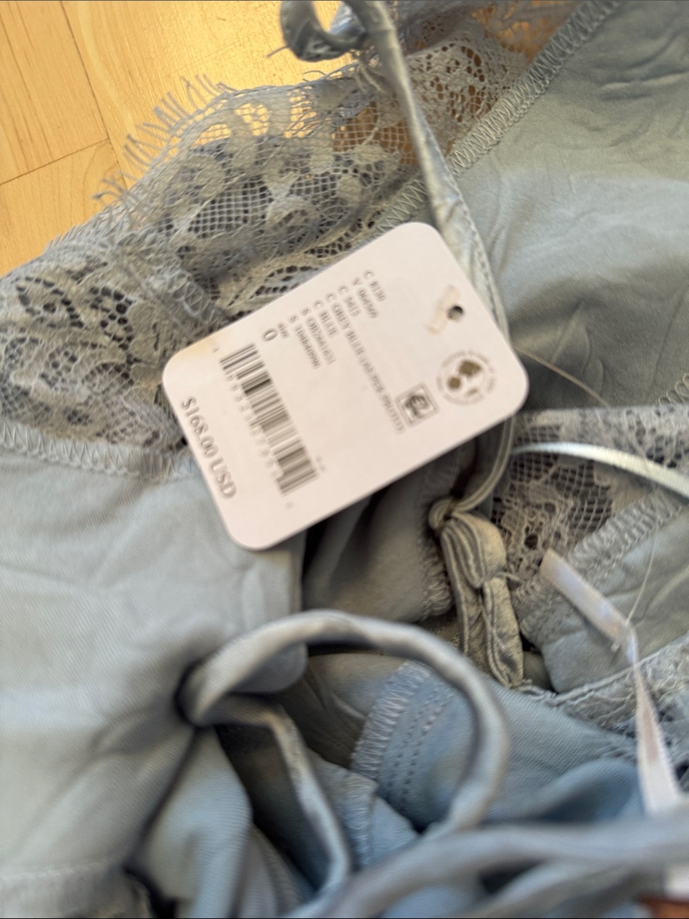 Free People-Maybe Forever Gray Blue Maxi Slip Dress-Boho-Lace Inlay-New-Size 0 - Picture 9 of 10